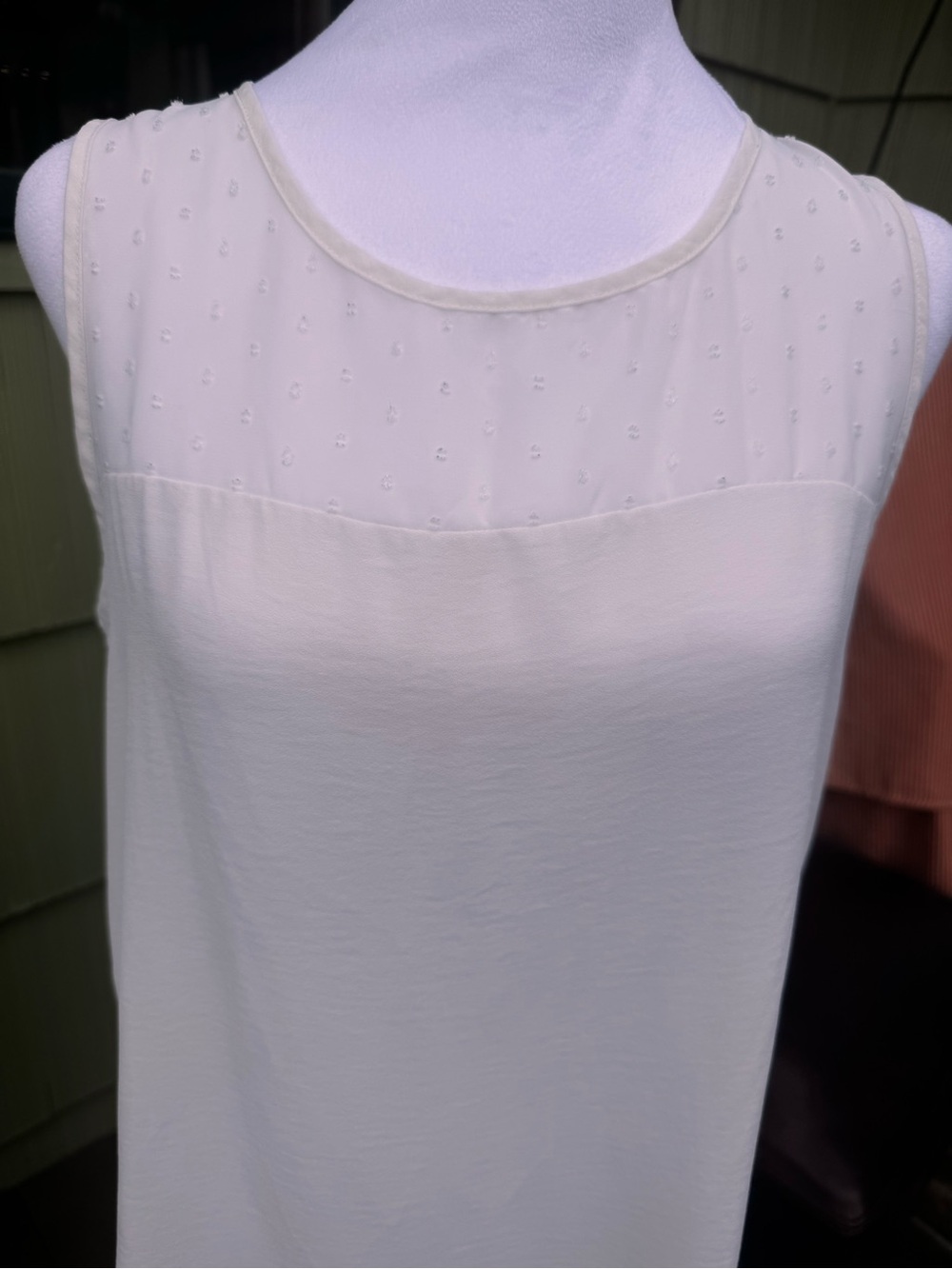Joe Fresh Cream Sheer Dotted Yoke Sleeveless Camisole